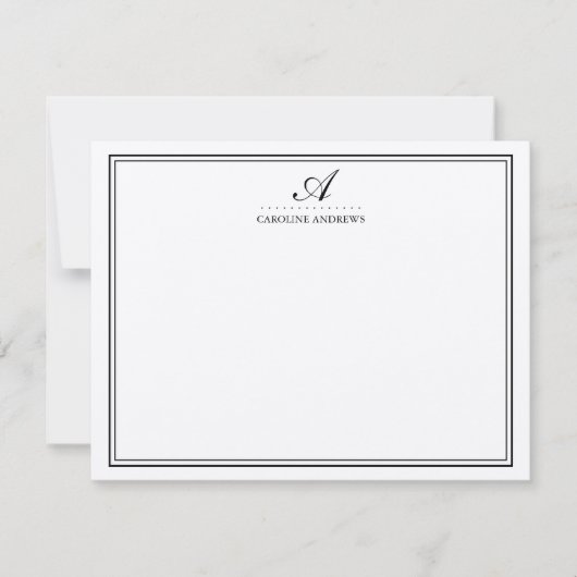 Elegant Script Monogram Stationery Kaarten Notitiekaartje (Voorkant)