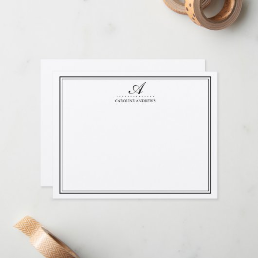 Elegant Script Monogram Stationery Kaarten Notitiekaartje (Voorkant / Achterkant in situ)
