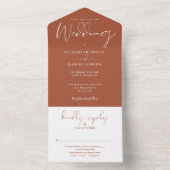 Elegant script Monogram Terracotta bruiloft All In One Uitnodiging (Binnen)