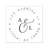 Elegant Script Monogram Weddenschap Circular Addre Zelfinktende Stempel (Design)