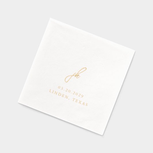 Elegant Script Monogram Weddenschap Folie Servetten (Links)