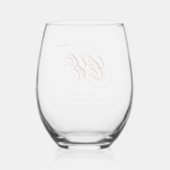 Elegant Script Monogram Weddenschap Wijnglas Zonder Voet (Achterkant)