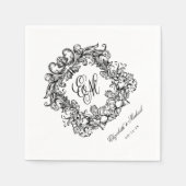 Elegant Script Monogram Wedding Crest Servet (Voorkant)