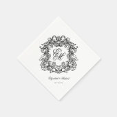 Elegant Script Monogram Wedding Crest Servet (Hoek)