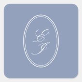 Elegant Script Monogram Zelfklevende bruiloft Vierkante Sticker (Voorkant)
