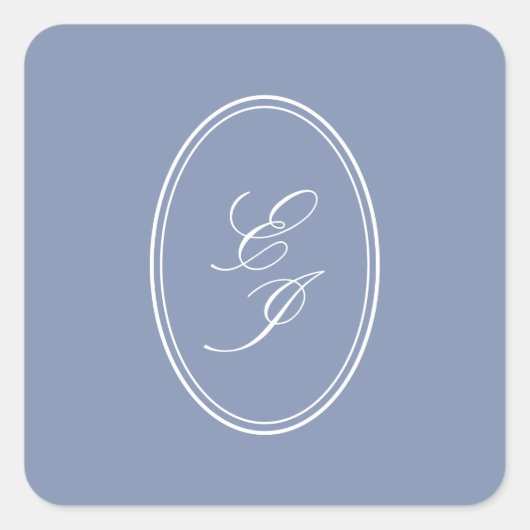 Elegant Script Monogram Zelfklevende bruiloft Vierkante Sticker (Voorkant)