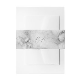 Elegant Script Monogram Zwart Marmer Bruiloft Uitnodigingen Wikkel