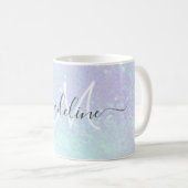 Elegant Script Monogrammmed Pastel Opal Koffiemok (Voorkant rechts)