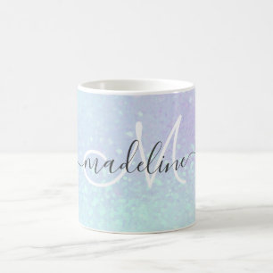 Elegant Script Monogrammmed Pastel Opal Koffiemok