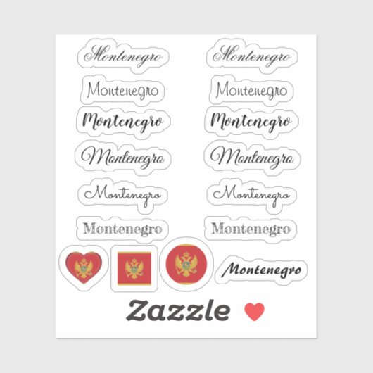 Elegant script Montenegro & Vlag /name Set Sticker (Vel)