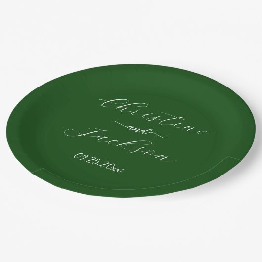 Elegant script Moss Green Wedding Papieren Bordje (Gekanteld)