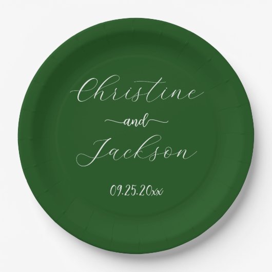 Elegant script Moss Green Wedding Papieren Bordje (Voorkant)