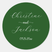 Elegant script Moss Green Wedding Ronde Sticker (Voorkant)