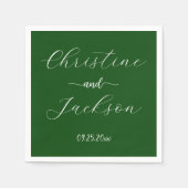 Elegant script Moss Green Wedding Servet (Voorkant)