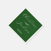 Elegant script Moss Green Wedding Servet (Hoek)