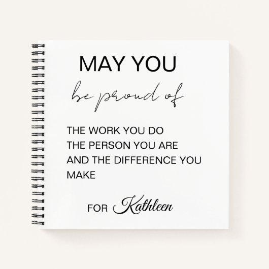 Elegant script motiverende quote persoonlijke naam notitieboek (Voorkant)