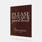 Elegant Script Mousse Bruin bruiloft gastenboek Acryl Bord (Hoek)