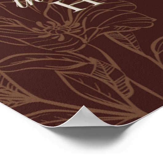 Elegant Script Mousse Bruin bruiloft gastenboek Poster (Hoek)