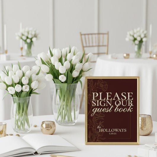 Elegant Script Mousse Bruin bruiloft gastenboek Poster