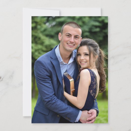 Elegant Script Mr en Mevrouw Foto Bruiloft Kaart (Achterkant)