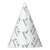 Elegant script Mr en Mrs bruiloft party cone pette Feesthoedjes (Achterkant)