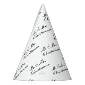 Elegant script Mr en Mrs bruiloft party cone pette Feesthoedjes (Links)