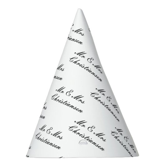 Elegant script Mr en Mrs bruiloft party cone pette Feesthoedjes (Rechts)