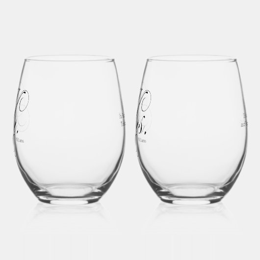 Elegant script "Mr en Mrs" gepersonaliseerd Wijnglas Zonder Voet (Links)