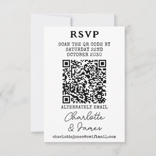 Elegant script MR en Mrs QR code RSVP kaart (Voorkant)