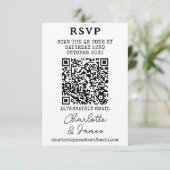 Elegant script MR en Mrs QR code RSVP kaart (Staand voorkant)