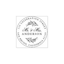 Elegant Script Mr. & mevrouw Pas getrouwd Return-a Rubberstempel