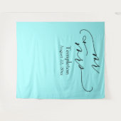 Elegant Script Mr & Mrs Aqua Foto Achtergrond Wandkleed (Voorkant (horizontaal))