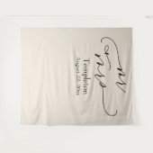 Elegant Script Mr & Mrs Cream Photo Backdrop Wandkleed (Voorkant (horizontaal))