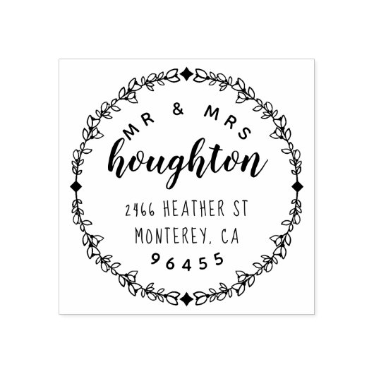 Elegant script Mr & Mrs Getrouwd Retouradres Rubberstempel (Afrduk)