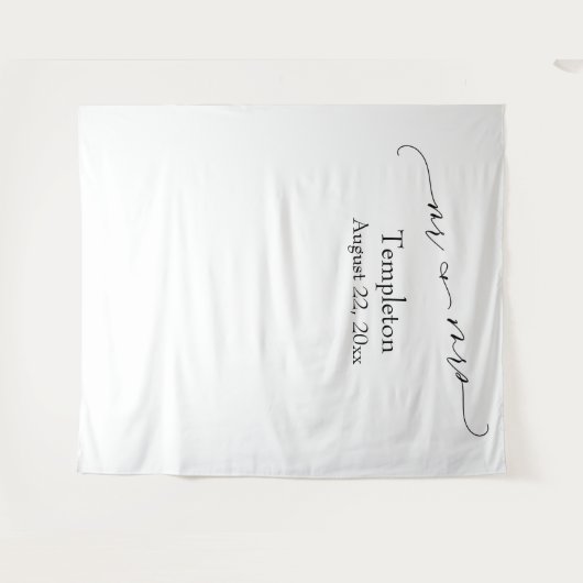 Elegant Script Mr & Mrs Simple Photo Background Wandkleed (Voorkant (horizontaal))