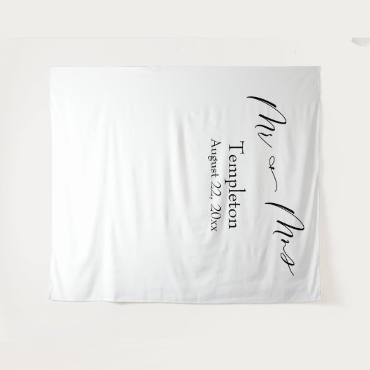 Elegant Script Mr & Mrs Simple Photo Background Wandkleed (Voorkant (horizontaal))