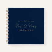 Elegant Script Mr. Mrs. Wedding Navy Gold Gastenbo Notitieboek (Voorkant)