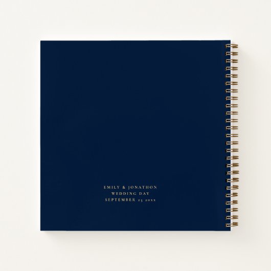 Elegant Script Mr. Mrs. Wedding Navy Gold Gastenbo Notitieboek (Achterkant)