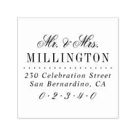 Elegant script Mr. & Mrs Wedding Retouradres Zelfinktende Stempel