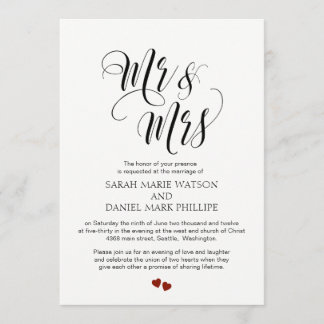 Elegant Script Mr. & Mrs Wedding Typography Uitnod Kaart