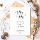 Elegant Script Mr. & Mrs Wedding Typography Uitnod Kaart