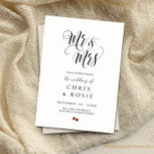Elegant Script Mr. & Mrs Wedding Typography Uitnod Kaart