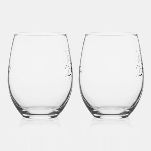Elegant Script "Mrs en Mrs" Lesbisch Paar Wijnglas Zonder Voet (Rechts)