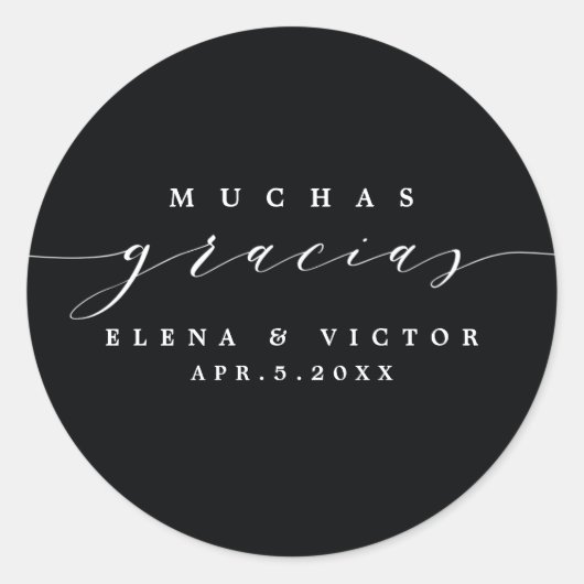 ELEGANT SCRIPT MUCHAS GRACIAS | DANK U STICKER (Voorkant)