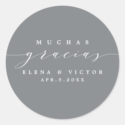 ELEGANT SCRIPT MUCHAS GRACIAS | DANK U STICKER (Voorkant)