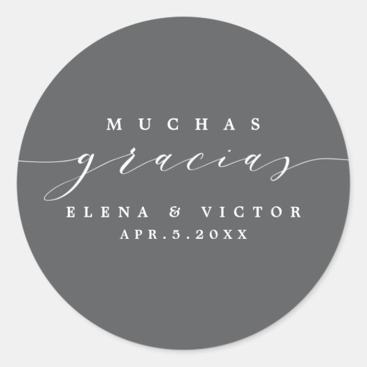 ELEGANT SCRIPT MUCHAS GRACIAS | DANK U STICKER (Voorkant)