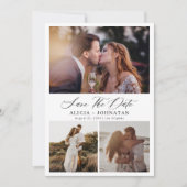 Elegant script multi fotocollage eenvoudige bruilo save the date (Voorkant)