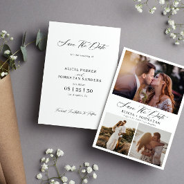 Elegant script multi fotocollage eenvoudige bruilo save the date