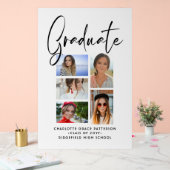 Elegant Script Multi Photo Afstuderen Afstuderen Acryl Bord (Huwelijk)