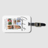 Elegant Script Multi Photo Afstuderen Afstuderen Bagagelabel (Voorkant (horizontaal))